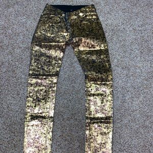 LF gold print jeans NWT